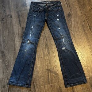 Victoria's Secret Dark Blue Distressed Flare Jeans